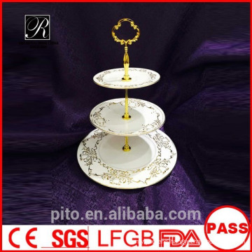 P&T ceramics factory,high quality cake stands, wedding cake stands, golden pattern plates